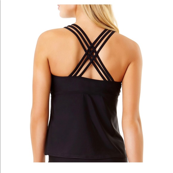 Time and Tru Womens Swim Tankini Top Black Size S 4-6 New - Picture 5 of 6